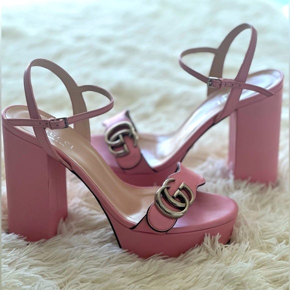 GUCCI GG Marmont Lifford Pink Platform 
Sandals - Picture 3 of 5